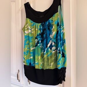 Byer California Blue and Green Graphic Blouse